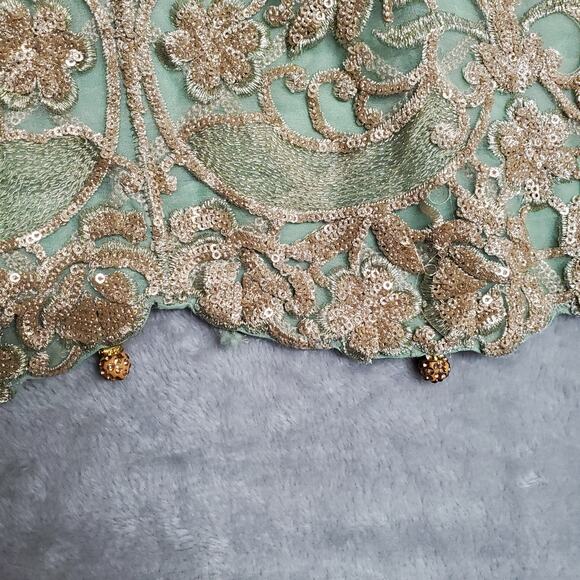 RMAW Pakistani Indian Shalwar Kameez M Wedding Dress Mint Green Net Embroidered - Picture 8 of 16